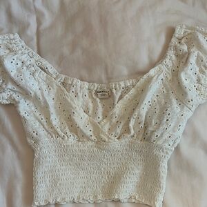 White Eyelet Off-Shoulder Top